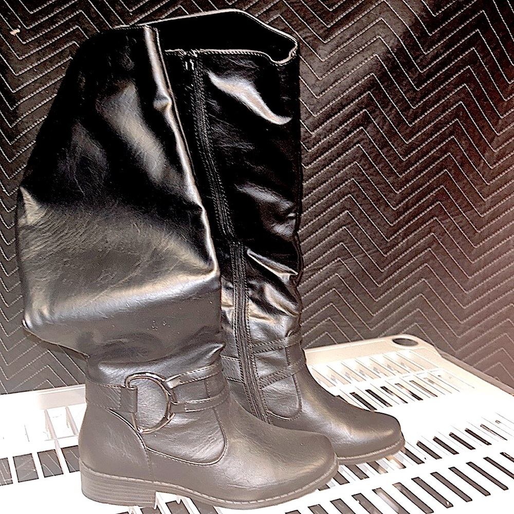 Black pleather boots
